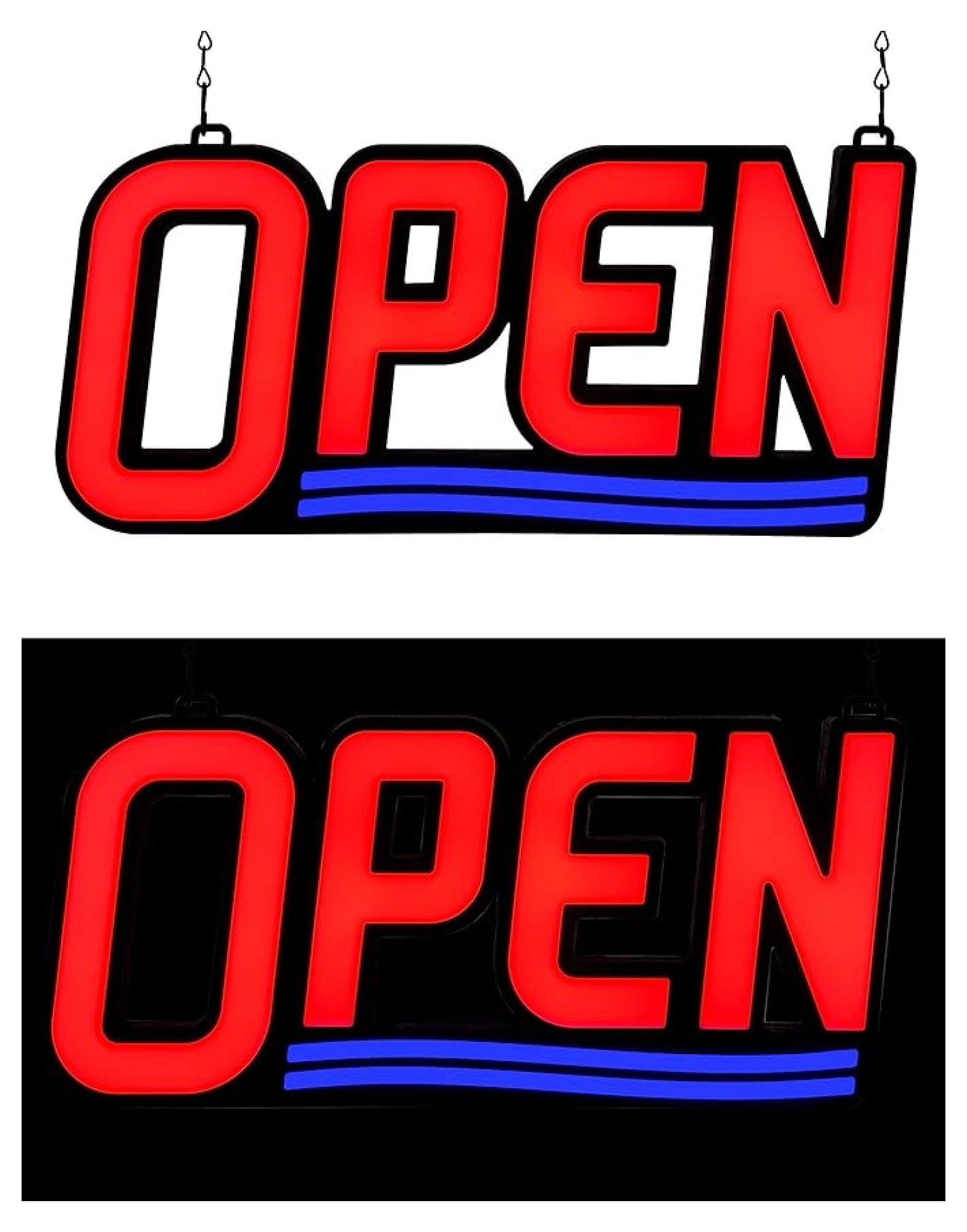 LED Ultra Bright LED Neon Open Sign 17" x 8" Rectangle - Get Your Business Seen Day or Night­