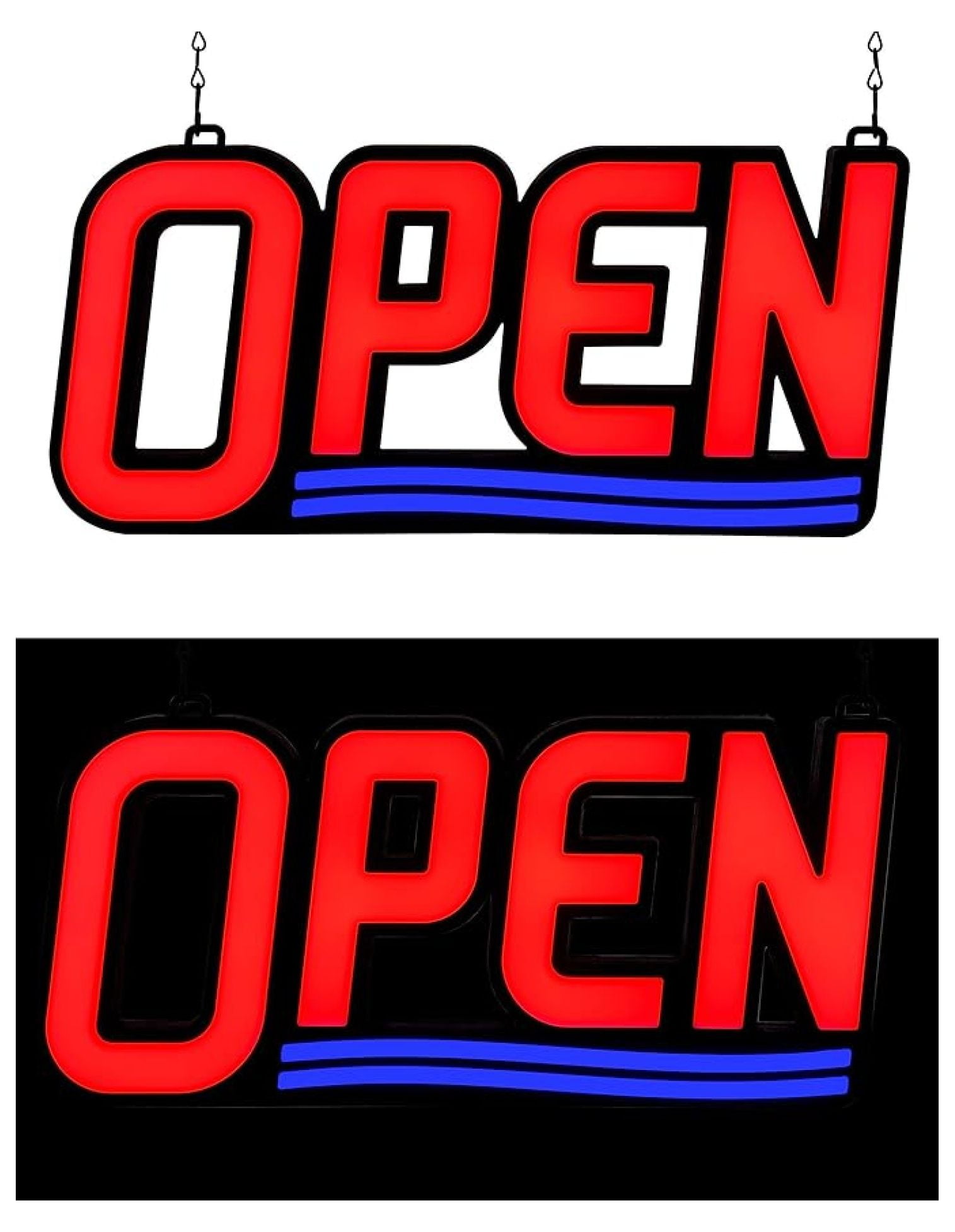 LED Ultra Bright LED Neon Open Sign 17" x 8" Rectangle - Get Your Business Seen Day or Night­