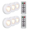 thumbnail image 1 of LED Under Cabinet Lamp Puck Light 6 Pack with Remote Control Brightness Adjustable Dimmable Timing for Cloakroom Cupboard Wardrobe Kitchen, 1 of 9