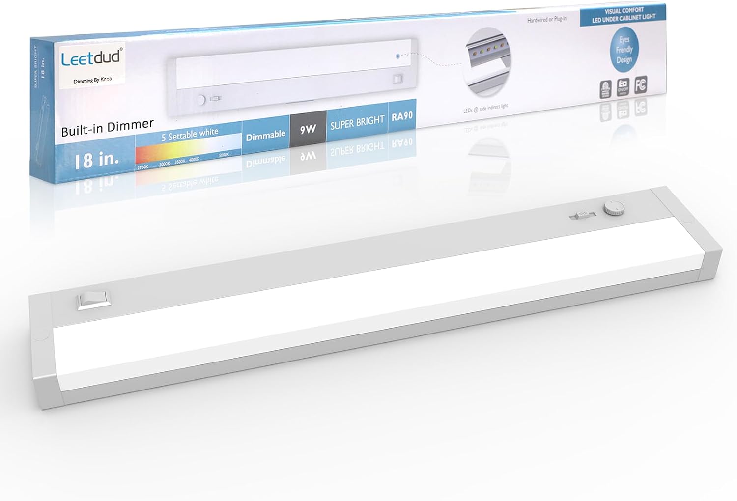 LED Under Lighting with Dimmer Hardwired or Plug in, 18 Inch
