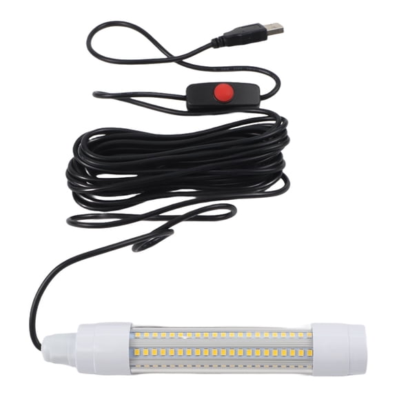 LED Underwater Fishing Light USB Waterproof Submersible Lamp Portable Fish Tank Attractant 198Mm PC Plastic for Night Crappie Squid Hunting(- 126 - Warm Light)