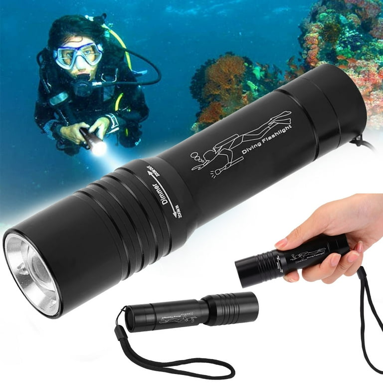 LED Underwater Flashlight, Zoomable Diving Flashlight, 1200LM T6