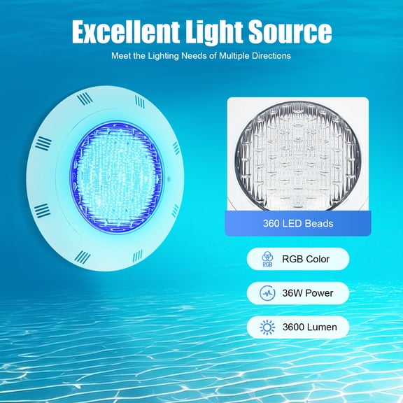 LED Underwater Light Waterproof Spa Light & RC Swimming Pool Lights 12V 36W RGB