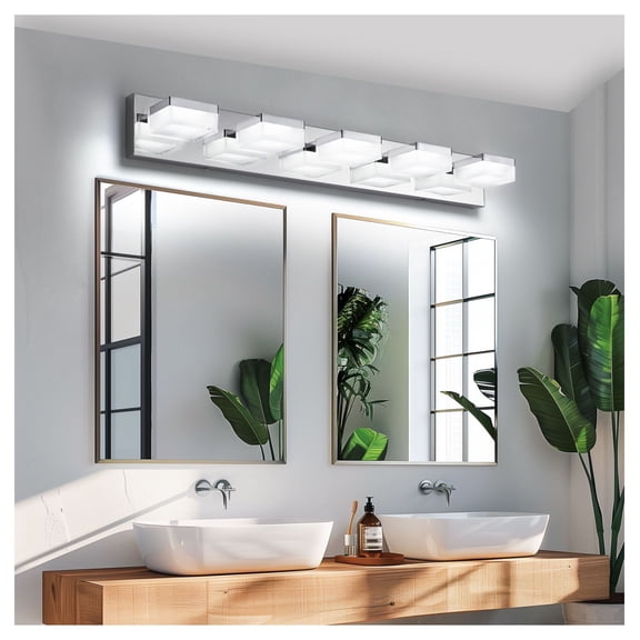 LED Vanity Light 5-Light, Chrome Wall Sconce for Bathroom, Modern Minimalist Design, Energy Efficient, Easy Install