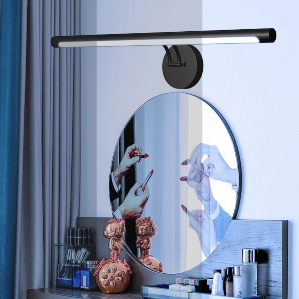 LED Vanity Lighting Fixtures, 22 inch Wall Mounted Plug in Light Fixtures, Bathroom Over Mirror Lamp Modern Home Bedside Wall Picture Lamps Sconces,6000K Black Make-up Mirror Front Lamp