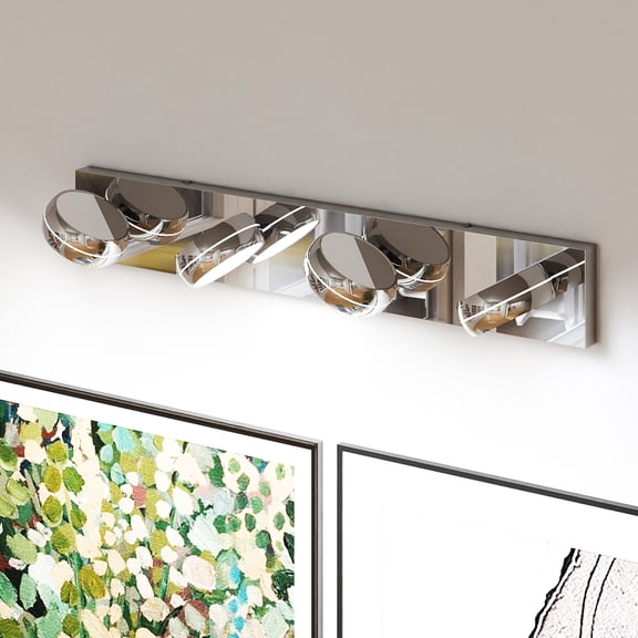 Chrome 4-Light LED Vanity Bar 28" for Bathroom Mirror (Bulbs Included)