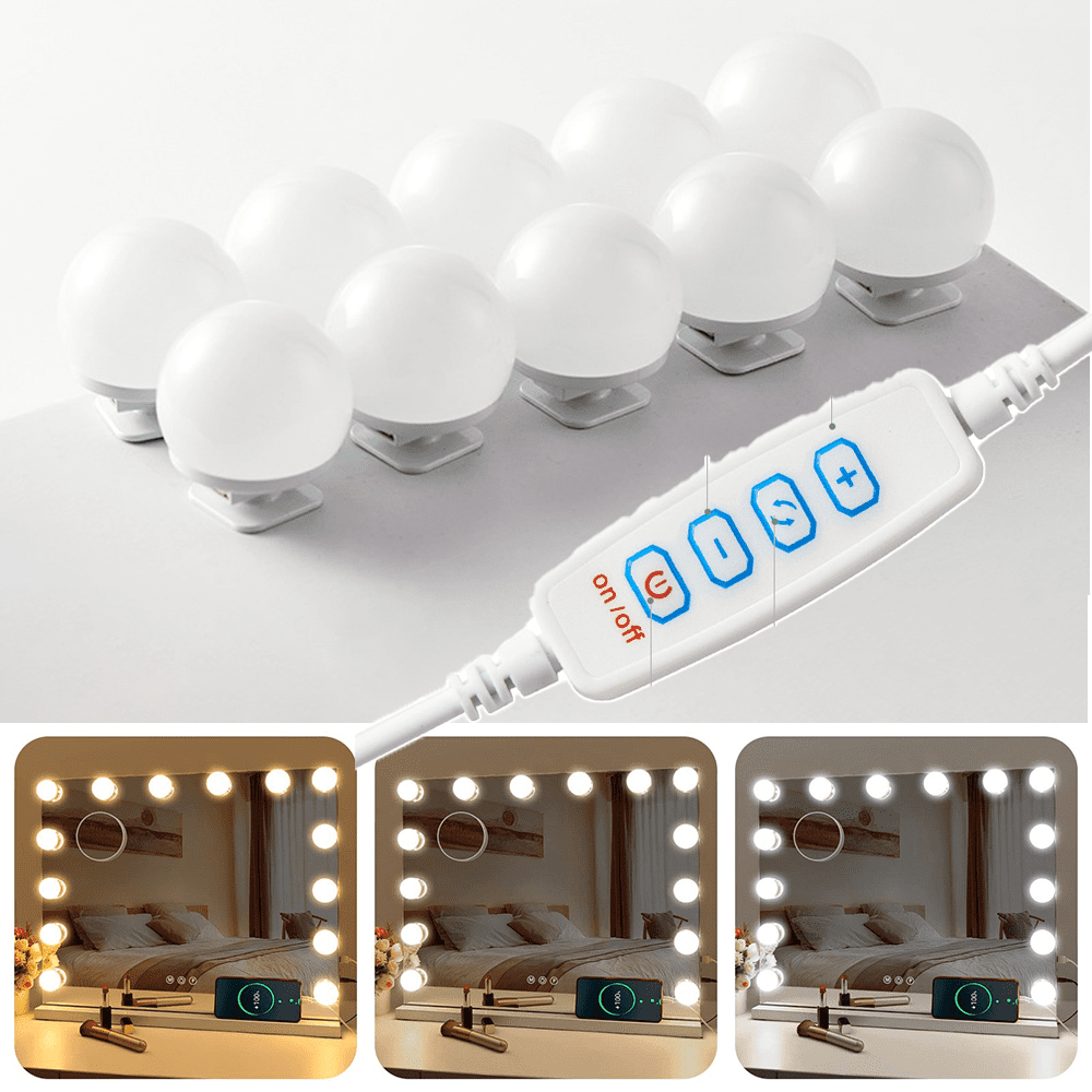 LED Vanity Lights for Mirror, 10Bulb DIY Hollywood Lighted Makeup