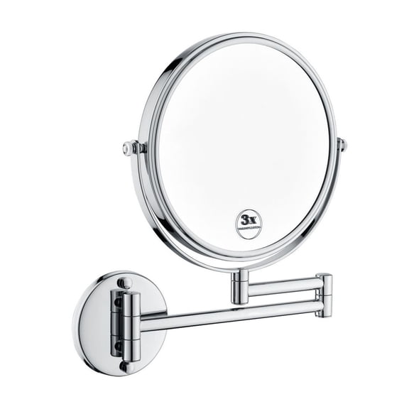 LED Vanity Mirror 8 Inch Two-Sided Magnifying Makeup Mirror, 12 Inch Extension Wall Mount, 1X/3X Magnification, 360 Rotation, Waterproof Shaving Mirror