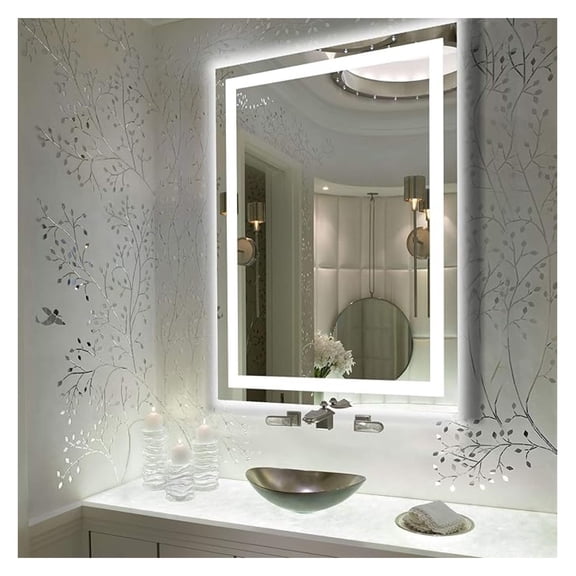 LED Vanity Mirror with Light, 24 x 32 Inch Smart Dimmable Dressing Mirror, Anti-Fog Mirror with CRI 95+ LED, Smart Touch Button, 3 Colors Lights for Wall, Bathroom, Living Room