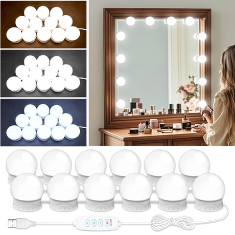 OGEDNAC LED Vanity Lights for Mirror, Hollywood Modern Style with 12 Bulbs, Adjustable Color & Brightness for Makeup Table Dressing Room Mirror