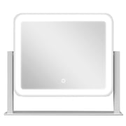 Kisportee 14"x12" LED Vanity Mirror with Lights, Dimmable 3-Color Modes, Touch Screen Makeup Mirror for Dressing Table, Square Design with Aluminum Frame, USB Charging Port