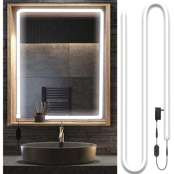 LED Vanity Mirror Lights, Hollywood Style Makeup Lighting, 10FT/6000K/Dimmable/12V Adapter/Self-Adhesive Strip Lights for Mirror, Lighting for Makeup Vanity Table & Bathroom Mirror