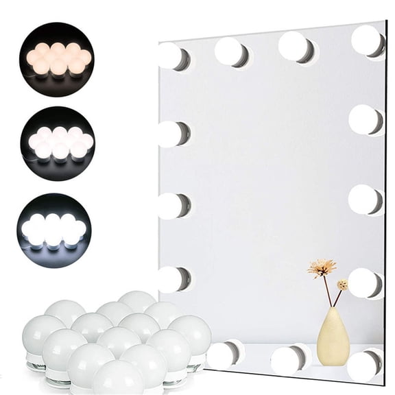 LED Vanity Mirror Lights, Style With 14 Dimmable Bulbs, Adjustable Color & Brightness, USB Cable, Stick-on for Makeup Table Dressing Room