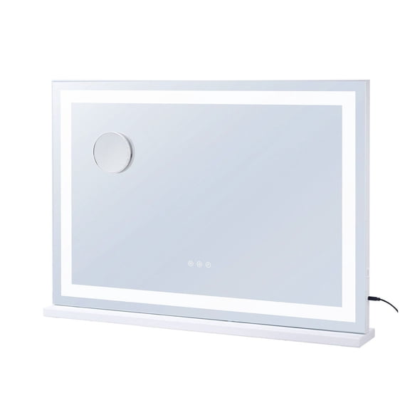LED Vanity Mirror with Lights, Makeup Mirror 5X Magnification, Touch Control, USB Port, Wall/Tabletop - 31.5x21.7in White