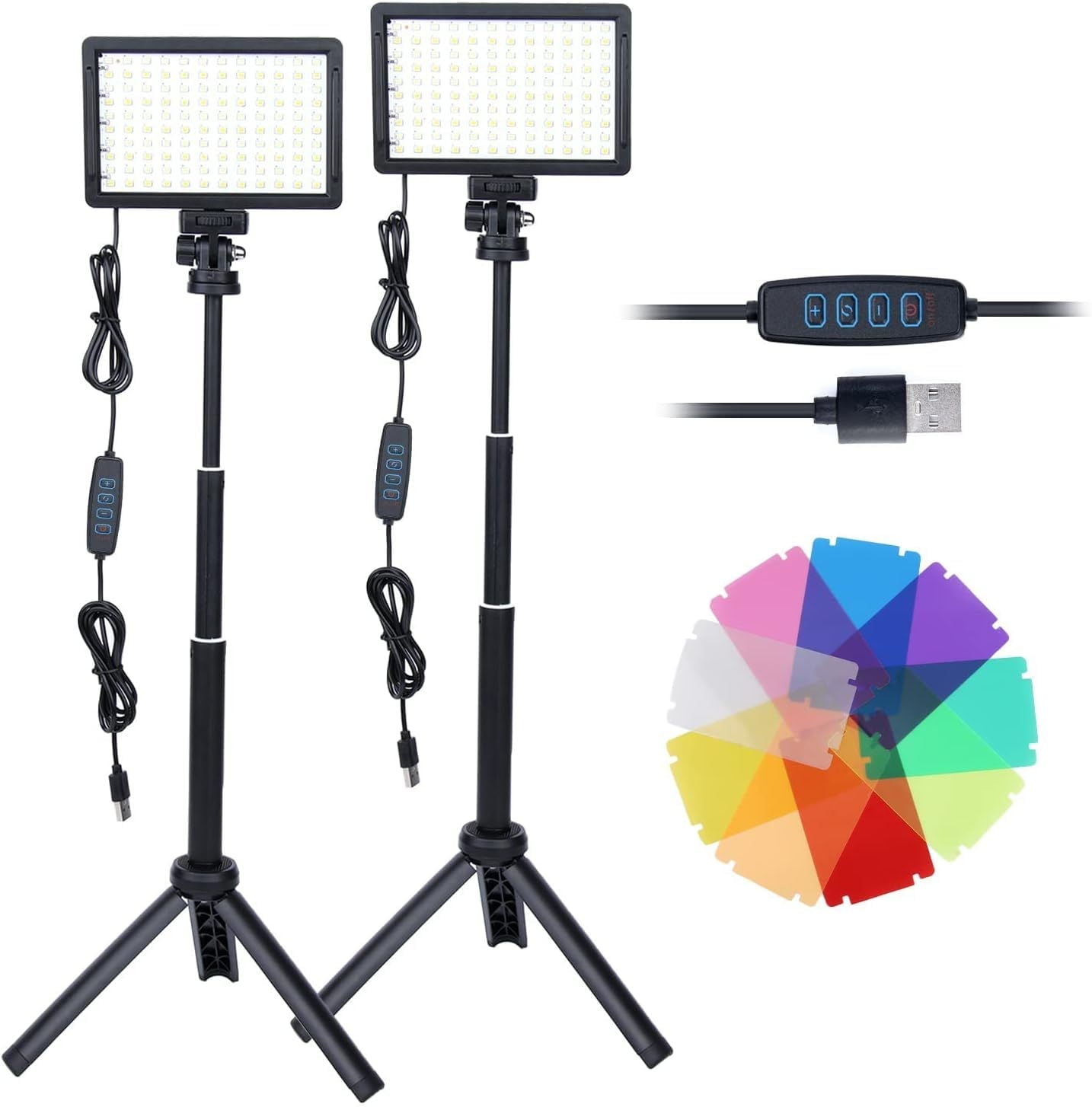 LED Video Light Kit for Camera,Dimmable 10000K 2-Pack Photography
