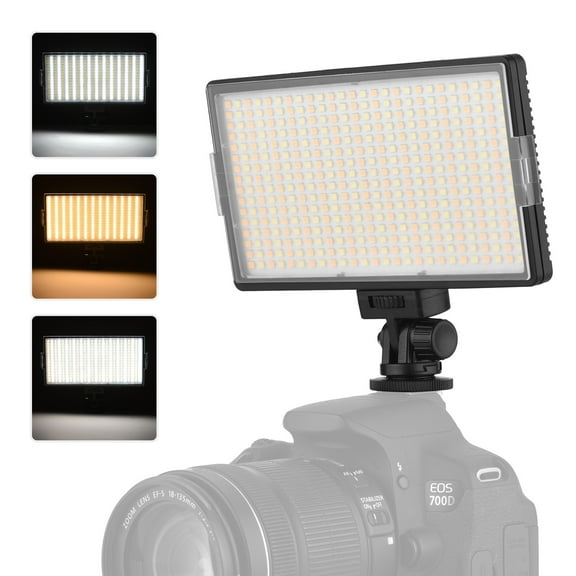 LED Video Light Professional On-Camera Photography Light Panel 416PCS Bright Light Beads Adjustable Bi-Color Temperature 3200-5600K Dimmable Brightness