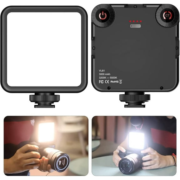 LED Video Light w Softbox, Portable Light for Photography Cold Shoe On-Camera Video Lights CRI95+ 3200K-5600K Bi-Color 3000mAh Rechargeable Dimmable Vlog Light for DSLR Camera Camcorder