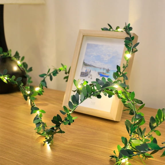 LED Vine String Lights,2-Pack Artificial Ivy Garland with Built-in LED Lights,For Christmas Party Home Wall Outdoor Decor,2PC,Green