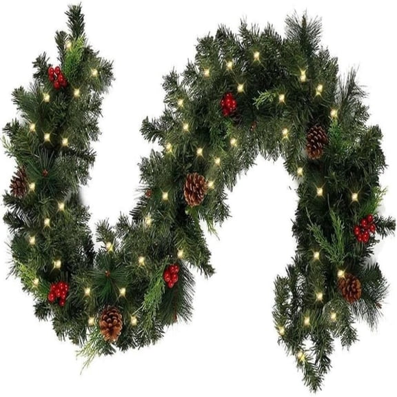 LED Vine Wreath with Remote Control Battery Operated Flexible Branches for Home Garden Party Plastic 180cm Green