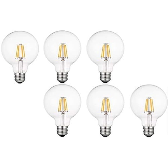 LED Vintage Edison Bulb, Dimmable, G30 G95 6W (50W Equivalent), LED Filament Bulb, 550 Lumen, 2700K (Warm White), Medium Base E26, CRI 85+, 110-120v, UL-Listed (6 Pack) (Pack of 6, 6 Watt)