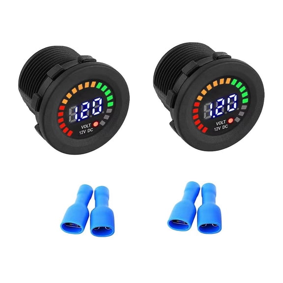 LED Voltage Meter Waterproof DC 12V for Trucks Cars Motorcycles 2pcs Set