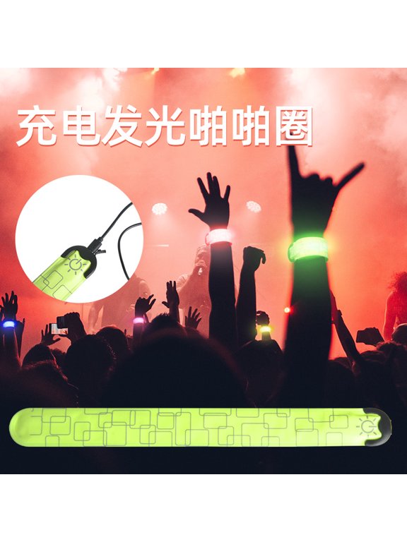 LED Voltage Ring Pop USB Rechargeable Luminous Bracelet (2 Pack) Arm with Light Outdoor Running Flash