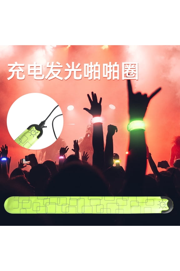LED Voltage Ring Pop USB Rechargeable Luminous Bracelet (2 Pack) Arm with Light Outdoor Running Flash