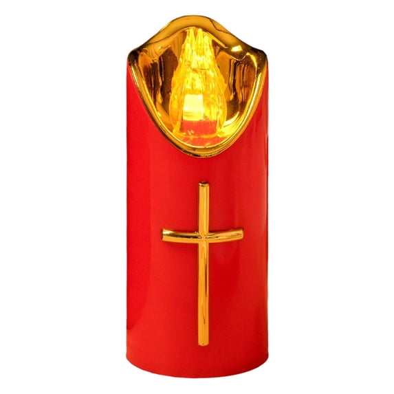 LED Votive Candle Memorial Light –Battery Operated Safe Candles for Holidays, Weddings, Parties, Home, Table, Mantel Decor, Reusable Cemetery Remembrance Eternal Candle – HOLY Cross