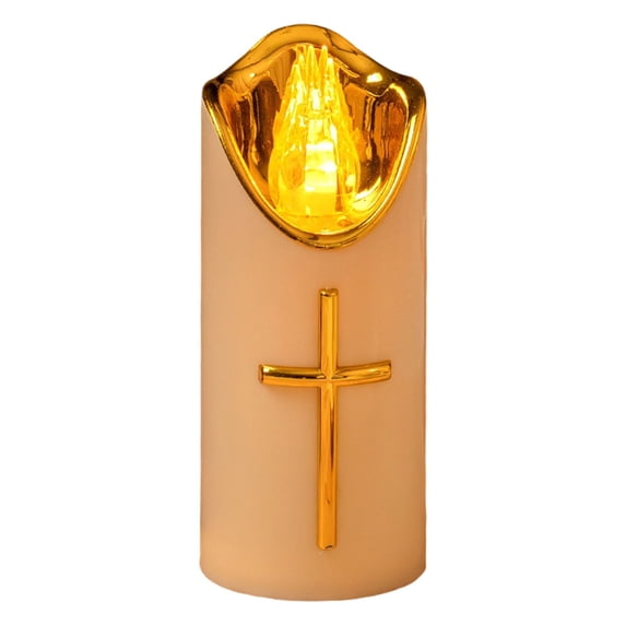 LED Votive Candle Memorial Light –Battery Operated Safe Candles for Holidays, Weddings, Parties, Home, Table, Mantel Decor, Reusable Cemetery Remembrance Eternal Candle – HOLY Cross