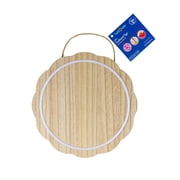 LED Wooden Scalloped Round Sign, Unfinished Wood Surface, Hello Hobby, 10.24 in. x 1.4 in. x 10.24 in.