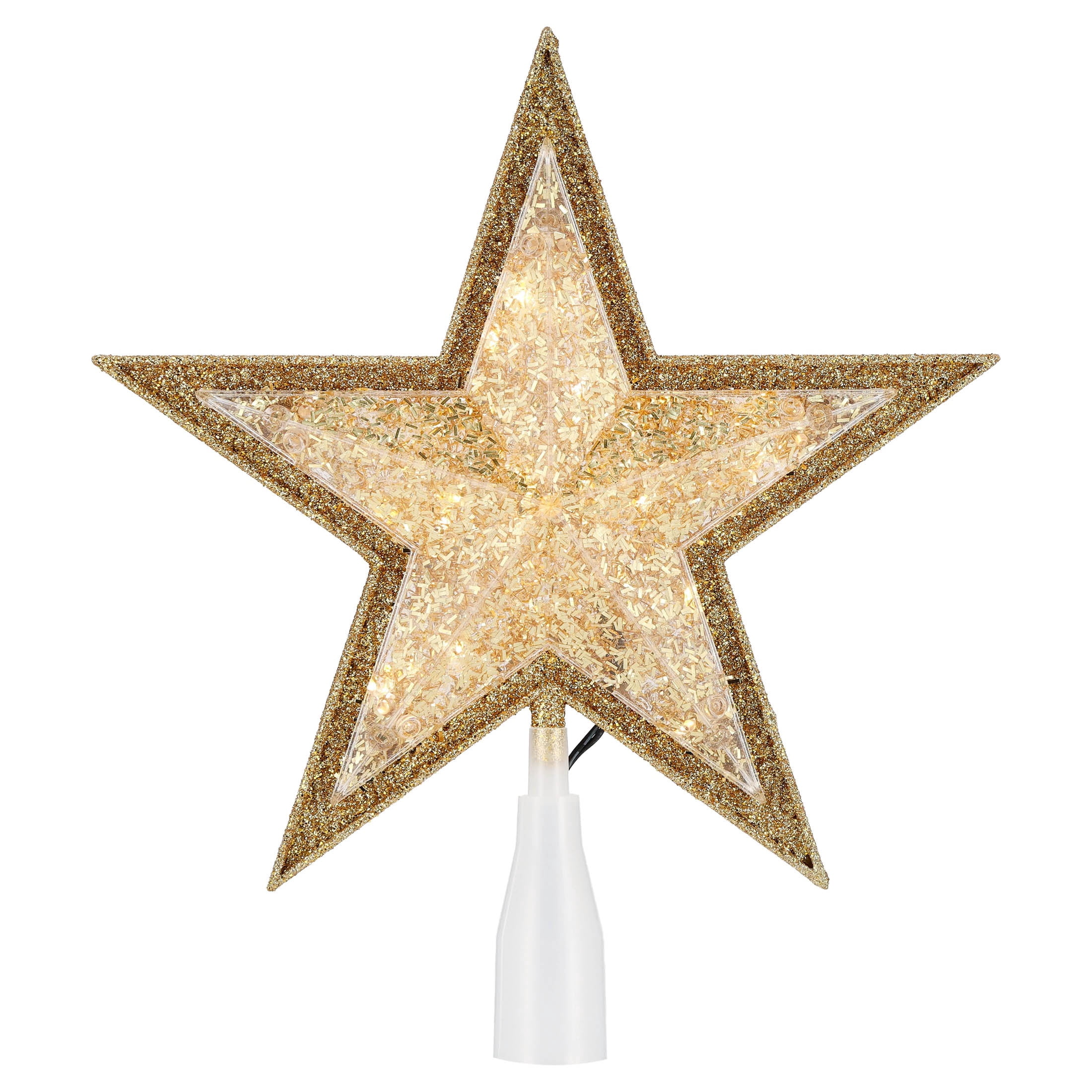 LED Glitter Star Christmas Tree Topper, Gold, 10.75", by Holiday Time