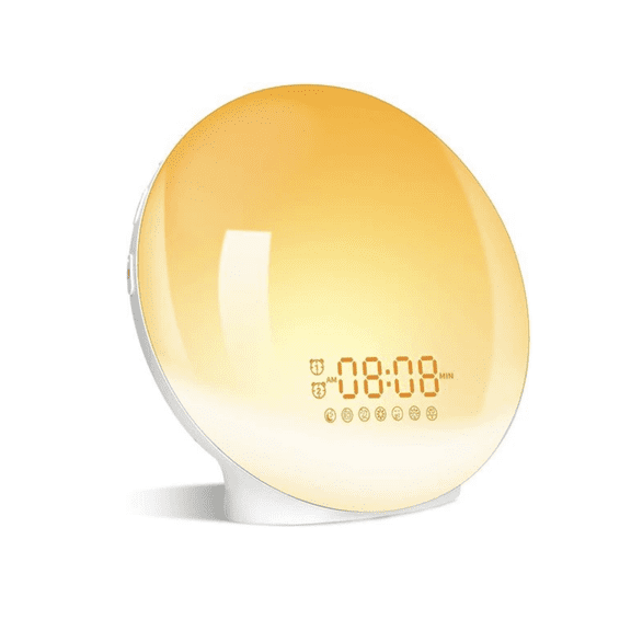 LED Wake-Up Light Radio Alarm Clock Light-Up Bedside Lamp 20 Brightness Levels Sunrise and Sunset Simulator