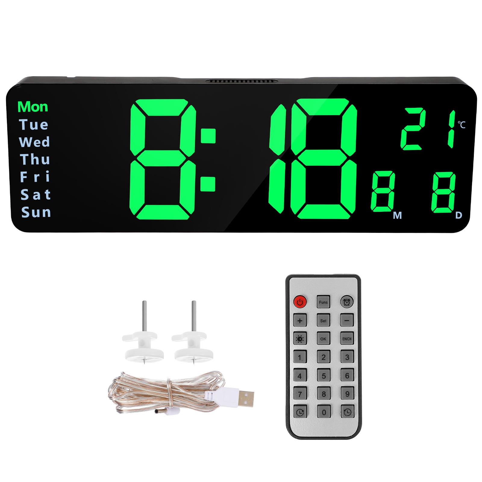 LED Wall Clock Large Screen Digital Alarm Clock with Date Week