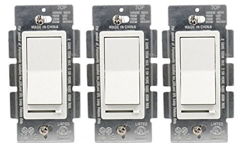 LED Wall Dimmer Switch for LED Lights,Three Way & Single Pole,150W LED and CFL Compatible, 600W Incandescent, Rocker Switch & Slide Dimmer, No Neutral Wire Required, 120V, 3 Pack