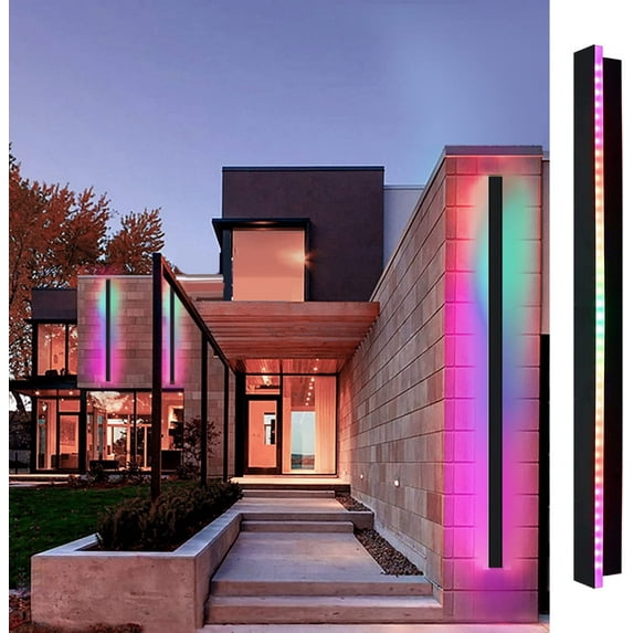 LED Wall Lamp Outdoor Modern Waterproof IP67 Porch Garden Long Wall Light & Indoor Bedroom Bedside Decoration Lighting Lamp (UL Classified) (RGBCW, 40INCH)