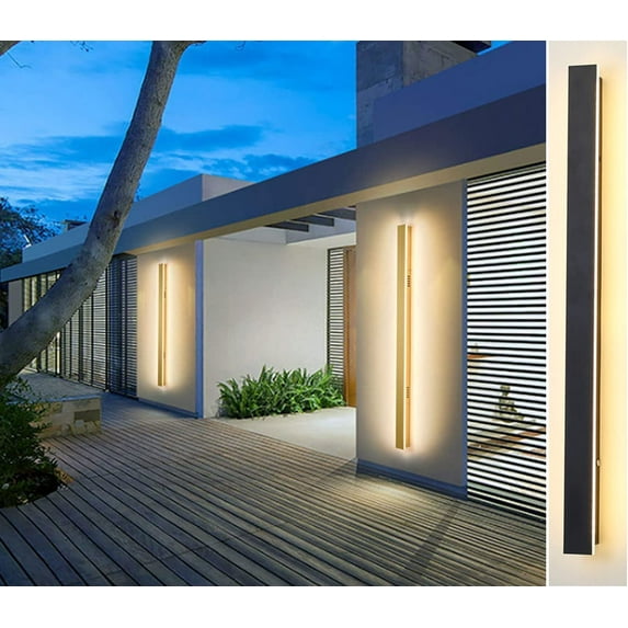 LED Wall Lamp Outdoor Modern Waterproof IP67 Porch Garden Long Wall Light & Indoor Bedroom Bedside Decoration Lighting Lamp (UL Classified) (Warm Light(3000K), 79INCH)