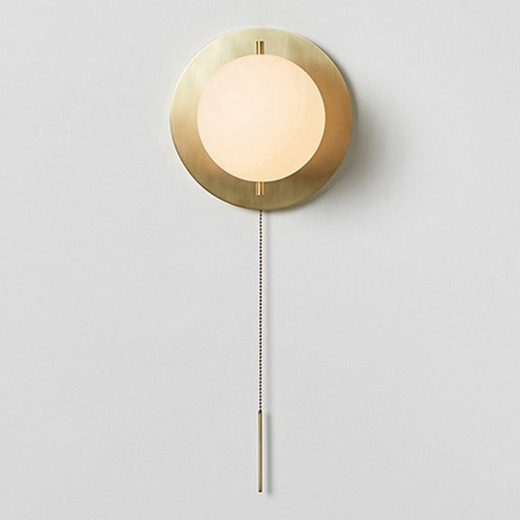 LED Wall Light Contemporary Globe Glass Bedside Lamp Wall Sconce With Pull Chain