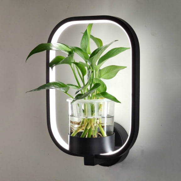 LED Wall Light with Flower Pot, Modern Indoor Wall Sconce and Hydroponic Planter Combo 18W LED Lighting, Decorative Wall Lamp for Living Room Bedroom Hallway Balcony Staircase Home Decor