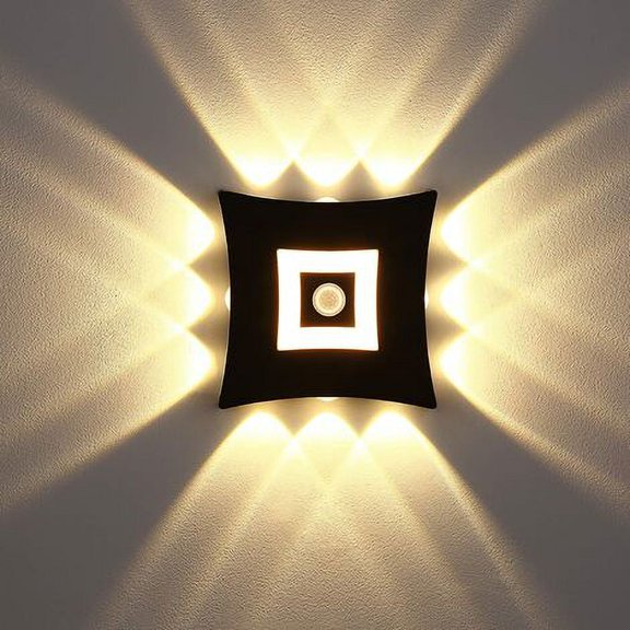 LED Wall Light Outdoor Indoor Modern with PIR Motion Sensor Waterproof Wall Lighting Aluminum Wall Light Warm White 3000K for Garden Black