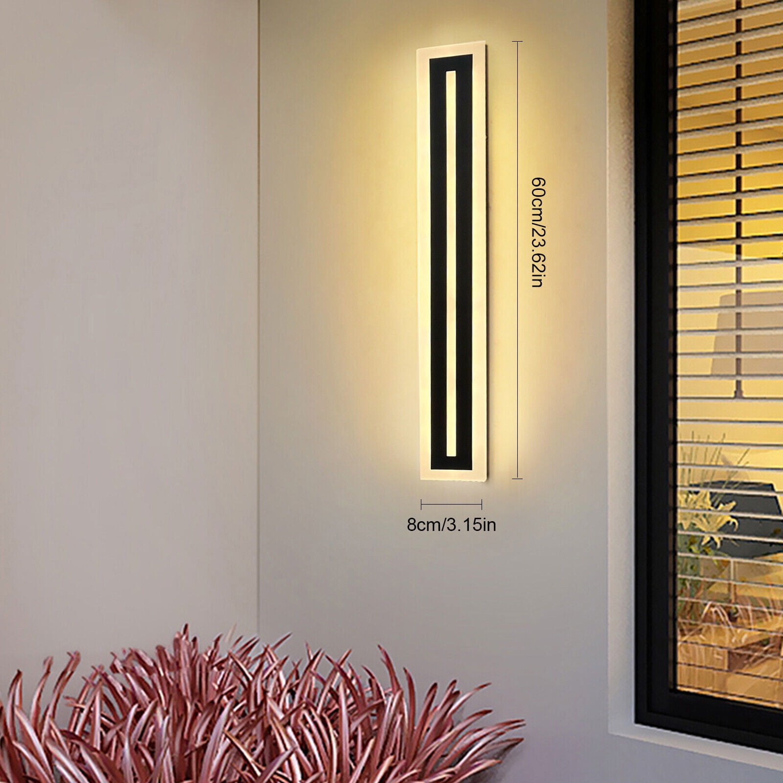 LED Wall Light Sconce Outdoor Modern Lamp Exterior Light Long Strip Waterproof Steel and Acrylic