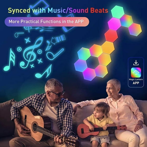 LED Wall Lights Hex And Music Sync RGB 6 Pack Led Wall Panel For Gaming Room Decor Led Wall Decor Light Panels Bedroom Children Room Decor