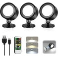 thumbnail image 1 of LED Wall Lights with Remote, 3 Pcs Rechargeable Wall Mounted Reading Sconces Lamp 3000mAh, 3 Colors & Dimmable Magnetic 360° Rotation Cordless Wall Lighting Spotlights for Bedroom Bedside Hallway, 1 of 7