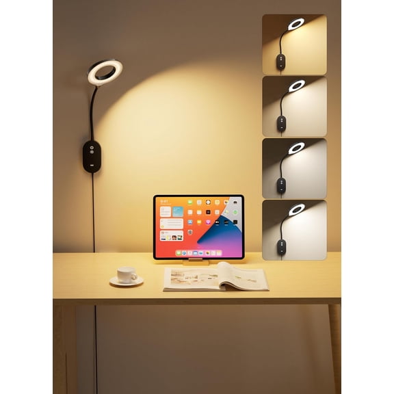 LED Wall Mount Reading Light for Bed, Reading Lamp with USB Output 5 Brightness Levels Touch Control Book Lights, 4000K Bedside Lamp Flexible Head Rotation, 2 Easy Install Options
