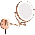 thumbnail image 1 of LED Wall Mounted Bath Vanity Mirrors,8" Double Sided Brass Lighted Magnification Makeup Shaving Extendable with Switch Electrical Plug New Version, 1 of 13