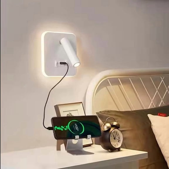 LED Wall Mounted Reading Light with Switch and USB Port Rotatable Bedside Wall Lamp Wall Sconce Spotlight for Bedroom