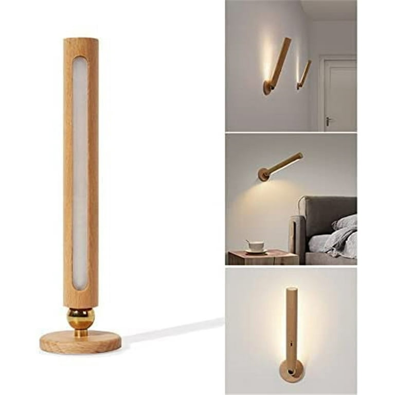 LED Wall Sconce Wall Magnetic Lamp Wooden LED Wall Lamp Smart 360°  Rotatable Wall Lamp USB Rechargeable Detachable Night Light Touch Control  Wireless