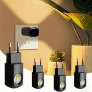 LED Wall Socket Night Light, 360  Adjustable Head, Automatic 3000K Soft Lighting, Black and White, for Bedroom, Bathroom, Stairs White Warm Light