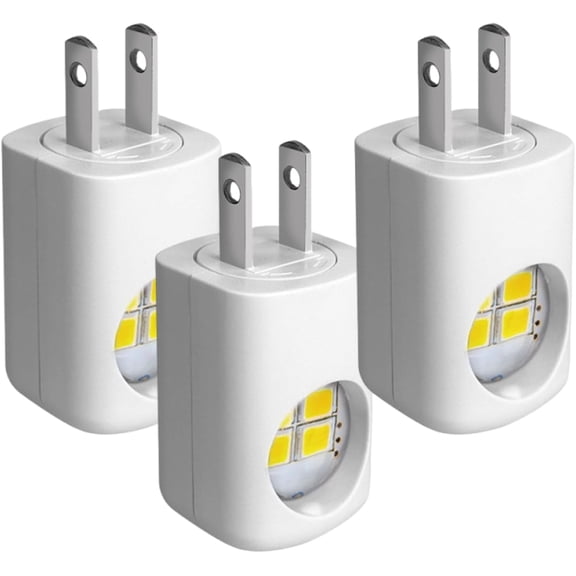 LED Wall Socket Night Light, Energy Saving 3000K Soft White, 200 Lumen 20W Equivalent, Auto Sensor, Adjustable 360° for Room, Hallway, Kitchen, Bathroom