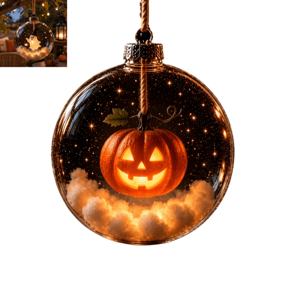 LED Warm‑Light Halloween Hanging Decor, Clear Plastic Glowing Globe Ornament Set with Cloud Star Inside,Halloween Decorations Indoor, Spooky‑Cute Orbs for Tiered‑Tray and Window Display-C