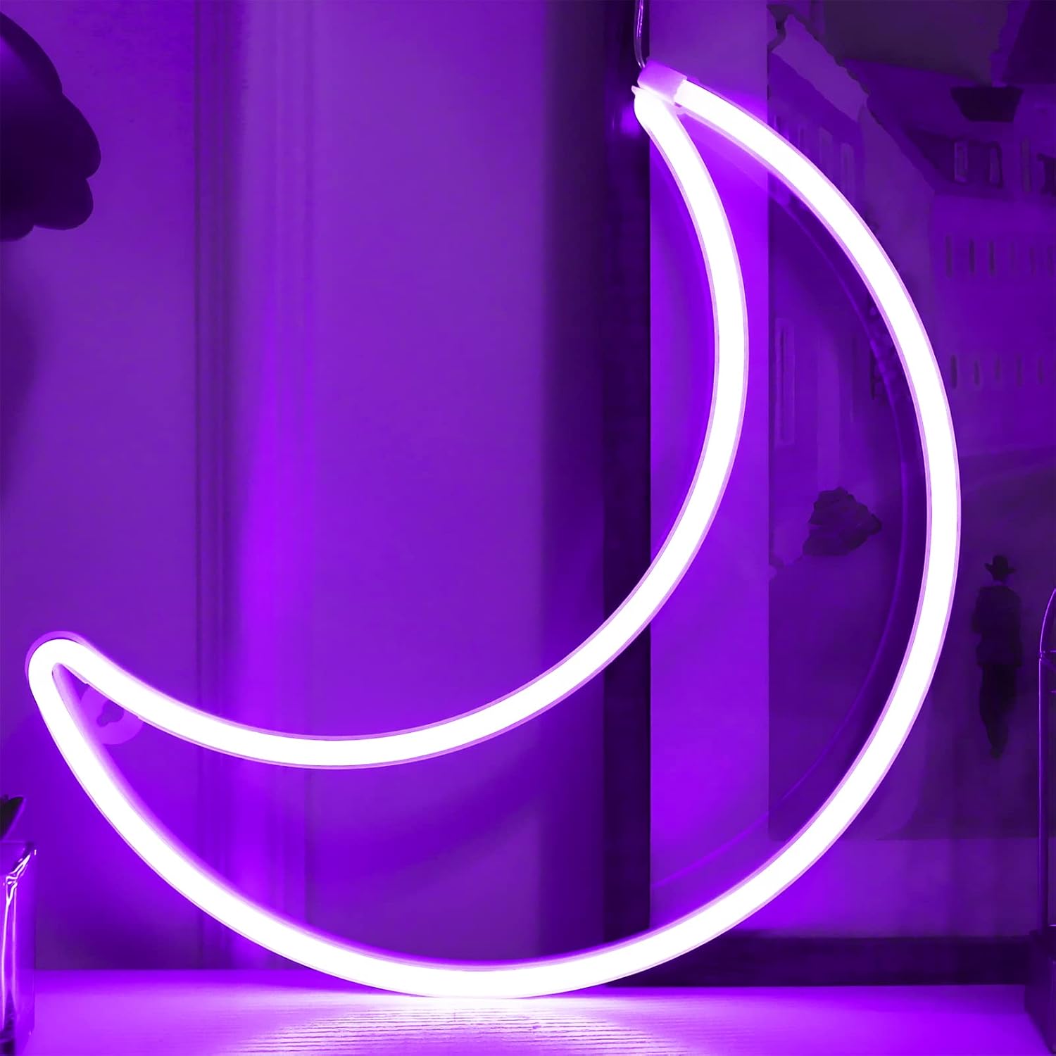 Led Neon Moon LED Warm White Moon Neon Light, Cute Neon Moon Sign,Christmas Room ...